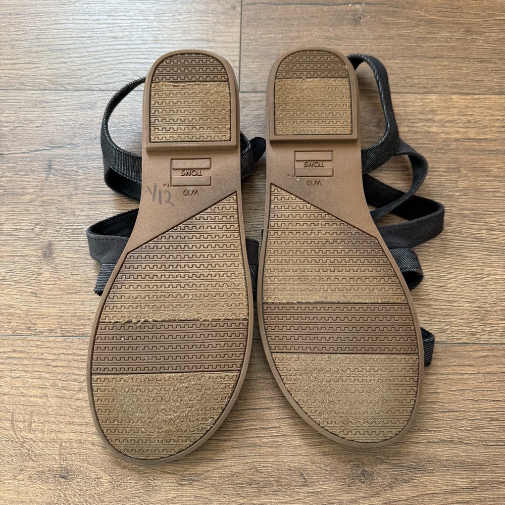 Toms Black and Grey Strappy Sandals - Picture 4 of 9
